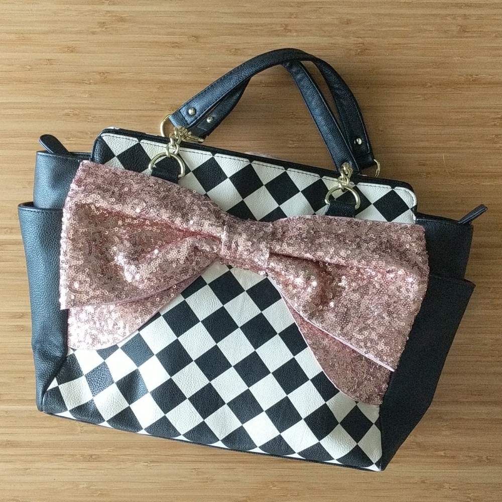 Betsey Johnson Large Sequin Bow Purse